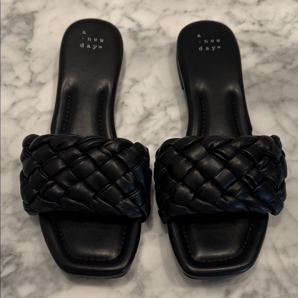 a new day Black Braided Slide Mules